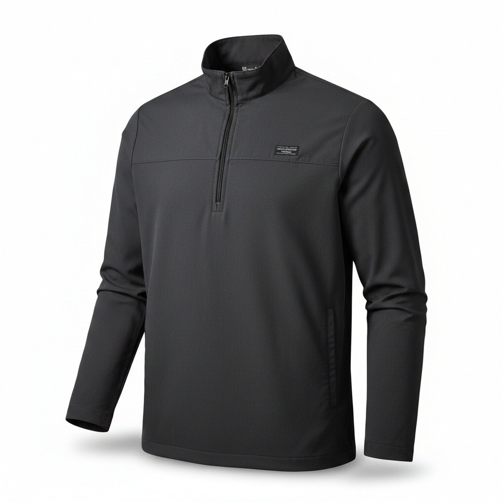 TravisMathew Cuater Mens Quarter Zip Pullover Black Performance Golf Jacket S